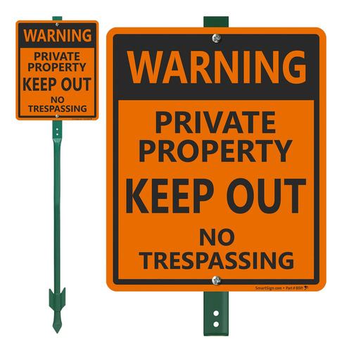Private Property Keep Out No Trespassing  Lawnboss Estaca 3