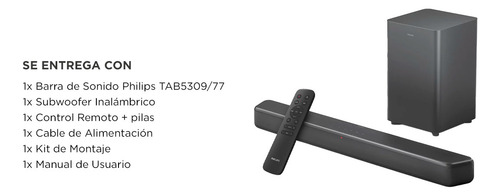 Barra De Sonido Philips Tab530977 Con Subwoofer Inalámbrico