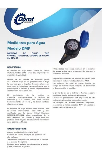 Medidor De Agua En Plástico Dorot De 1