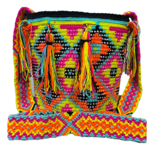 Mochilas Wayuu Originales Piedreria Mediana Bolsos 