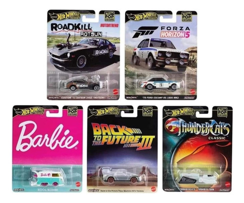 Hot Wheels Set De 5 Coches, Barbie, Thunder Tank, Etc