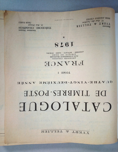 Catalogue Timbres De France Yvert Et Tellier Tome1 1978 (Usado)