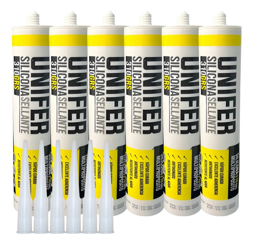 Silicon Blanco Antihongos Uso General 310gr 6pz Unifer