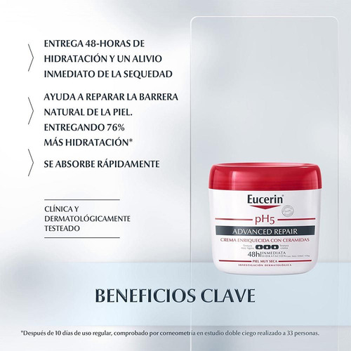 Imagen 3 de 3 de Crema para cuerpo Eucerin pH5 Crema Intensiva en pote de 450mL/457g