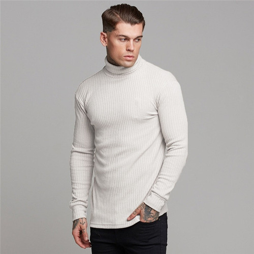 Cacharrel Blusa Tricot Lã Sintética Masculina Gola Alta