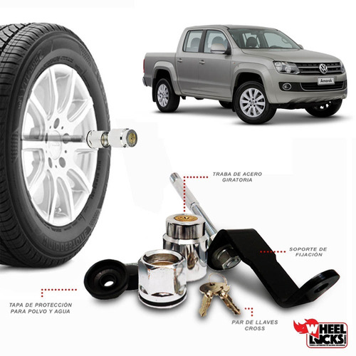 Bulon Tuerca Antirrobo Giratoria Rueda Auxilio P/ Vw Amarok 2017 2018 2019