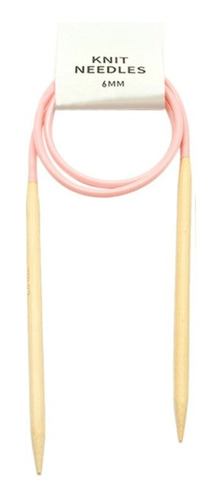 Agujas Tejido Circular Bambú Cable Rosa 6 Mm - Largo 80 Cm