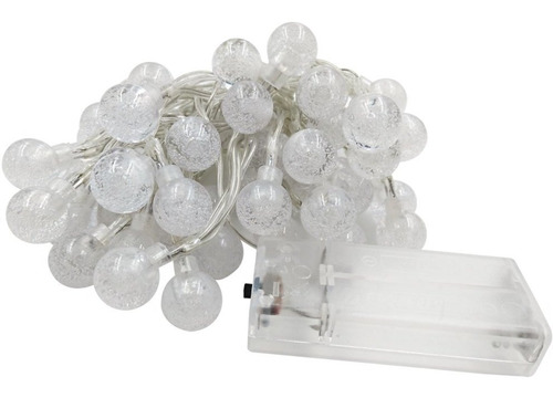 Luces Navidad Guirnalda 50 Led Bolita Cristal 5 Mts A Pila