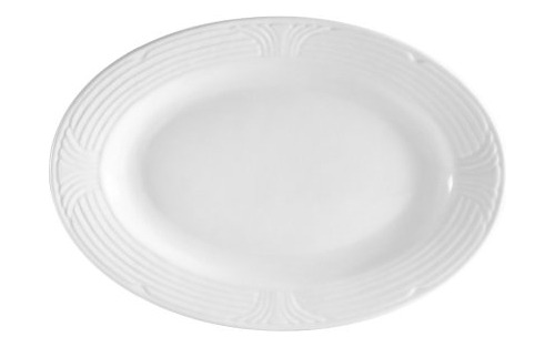 Cro-81 Corona Plato Ovalado De Porcelana Super Blanca De 18 