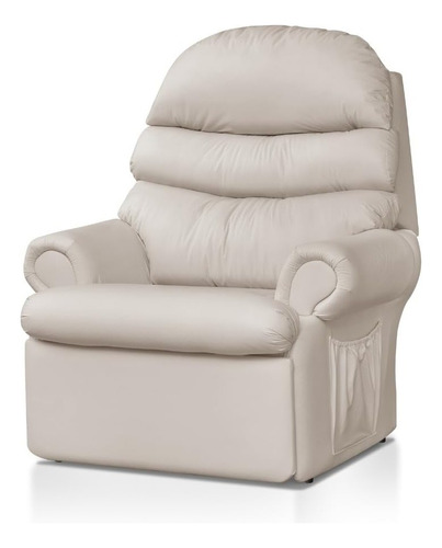 Cadeira Poltrona Papai Reclinavel Corino Encosto Descanso Cor Bege Desenho Do Tecido Corino Liso Top Sofas