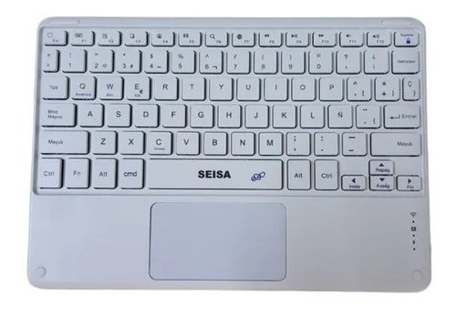 Teclado Bluetooth Inalámbrico Con Touchpad Táctil Español Color del teclado Blanco Idioma Español Latinoamérica