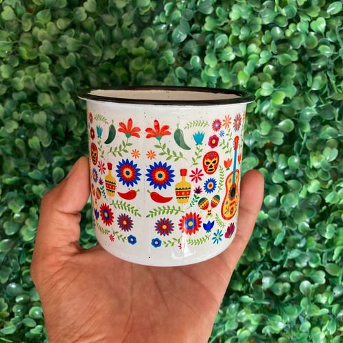Imagen 2 de 4 de Taza Peltre Figuras Mexicanas - Mascara De Luchador