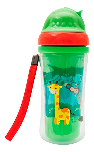 Copo Infantil Com Canudo E Parede Dupla Animal Fun Buba