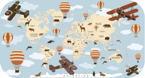 Adesivo Infantil Mapa Mundi Azul Safari 3,10x2,45m Zoo M99 | Parcelamento sem juros Adesivo Infantil Mapa Mundi Azul Safari 3,10x2,45m Zoo M99 | Parcelamento sem juros
