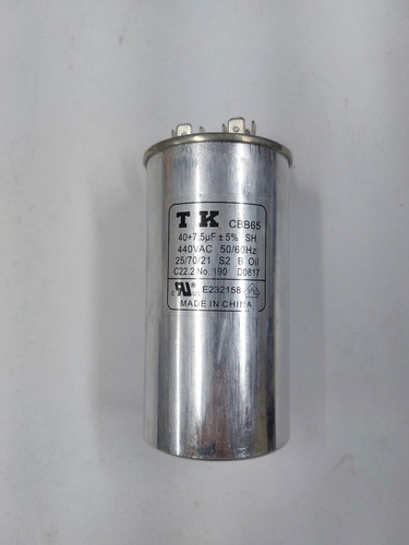 Capacitor Duplo 40+7,5uf 440v Em Alumínio Marca Tk