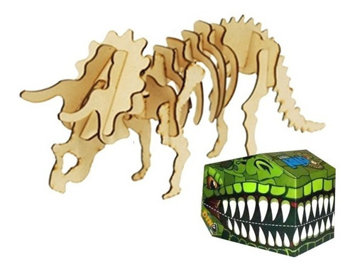 Dinosaurio Triceratops Esqueleto Madera Armar Puzzle 3d