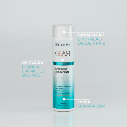 Shampoo Reparador Hidratante 250ml Glam Coconut Belissè