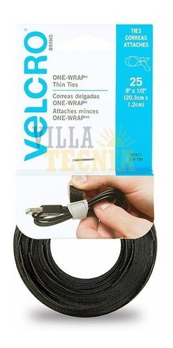 Correas  Velcro Precortadas 25 Pzas -negro Ajustables