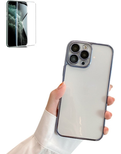 Funda Transparente De Pc Con Película De Lente Para iPhone
