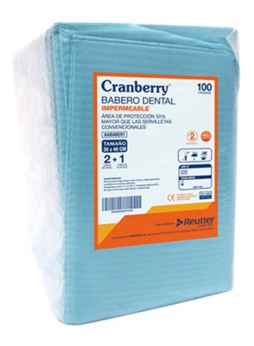 Babero Dental Impermeable Cranberry 100 Unidades