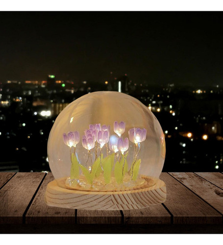 Flores De Tulipán Violeta Luz De Noche Diy Flores
