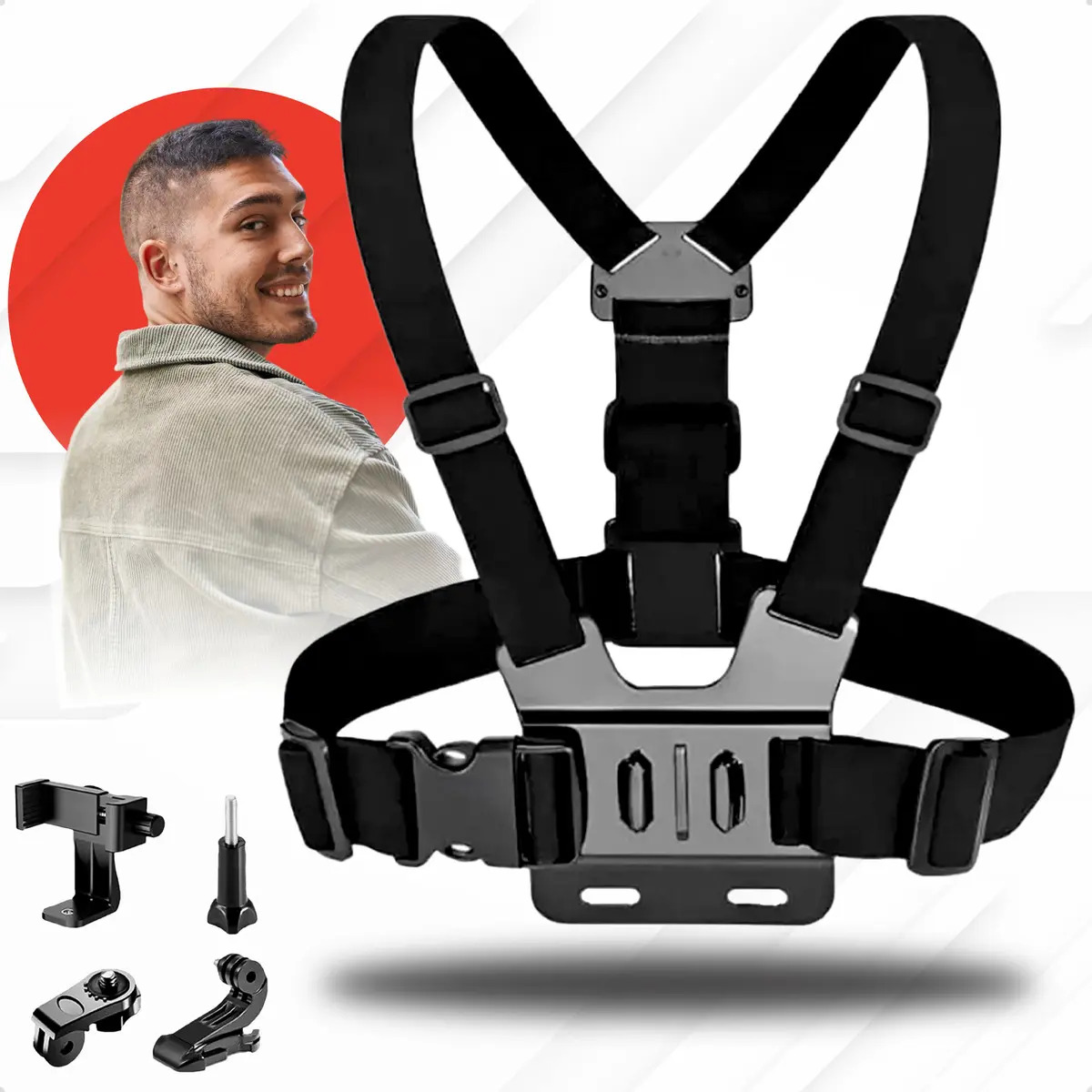 Suporte De Peito Para Celular Câmera Peitoral Cinturão Ajustável Moto Bicicleta Esporte - Homeroarte