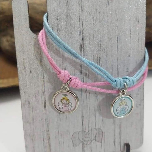 Salve Regina Pulsera Virgen Niña Color Rosa Diámetro 10 Cm Largo 20 Cm