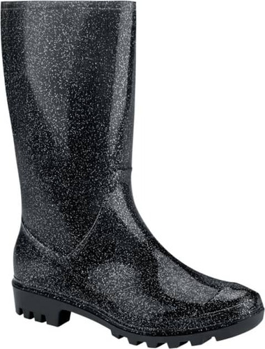 Bota De Lluvia Dama Pink Negro Glitter 1037388 Bll23