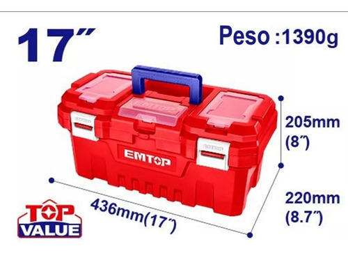 Caja Herramienta 17 Plastico 436x220x205mm Emtop Somos Tiend