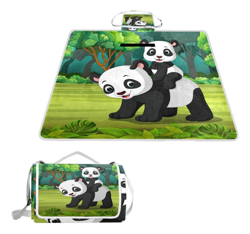 Naanle Lindo Panda Bosque Manta Picnic Al Aire Libre Bolsa