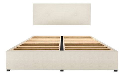 Recamara Cama Cabecera Urban Queen Size Madera Tapiz Beige