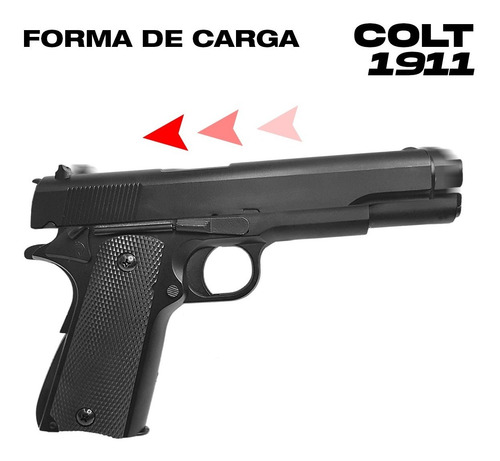 Imagen 3 de 10 de Pistola Airsoft Colt 1911 Black 6 Mm Replica Resorte Metal