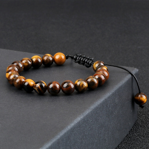 Pulsera De Perlas Con Forma De Ojo De Tigre De 8 Mm, Ajustab