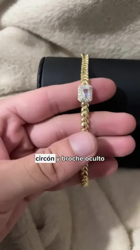 Pulsera Circón Oro Laminado 14k Unisex 21cm Broche