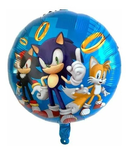 Pack 2 Globos Metalicos Sonic 45 Cm Con Varillas