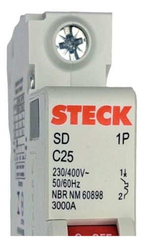 Kit C/4 - Disjuntor Steck ''din'' Unipolar 25a. C