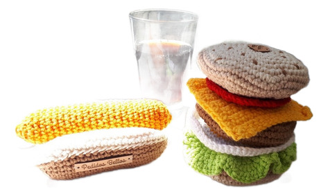 Combo Comida Amigurumis Muñecos De Apego Artesanal Crochet