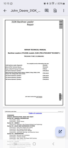 Manual De Taller Retroexcavadora John Deere 310j 310k