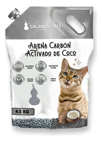 Arena Aroma Carbón Activado De Coco Calabaza Pets 4.5kg