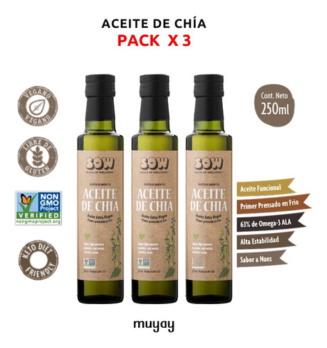 Aceite De Chia - Pack 3 - Sow