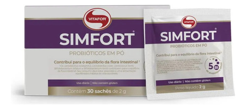 Simfort Probiótico 30 Sachês (2g Cada) Vitafor Sabor Único