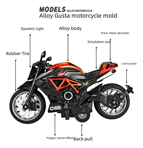 Modelo Mingyuan Alloy Pull Back De Juguete Para Motocicleta