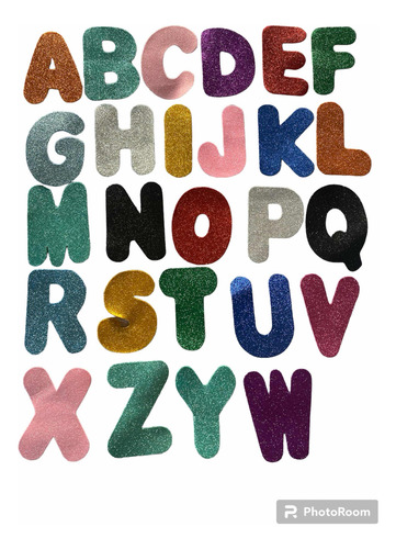 93 Letras E.v.a Com Gliter 12 Cm Cores Diversas