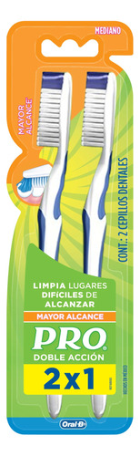 Cepillo de dientes Oral-B Doble Acción Mayor Alcance medio pack x 2 unidades