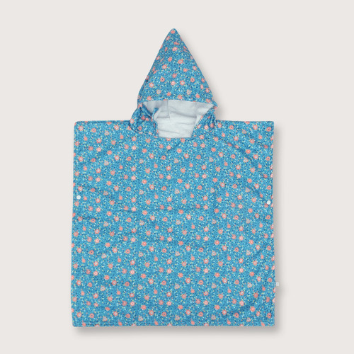 Capa Baño Niña Tropical Turquesa