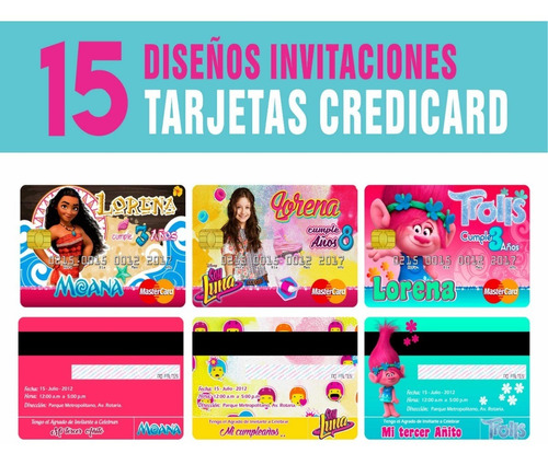 15 Psd Invitaciones Tarjeta Infantil Credicard Sublimacion