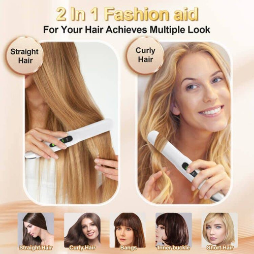 Sunmay Voga - Plancha De Pelo Y Rizador Inalámbrico 2 En 1,