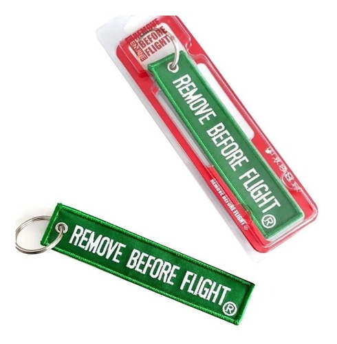 Llavero Remove Before Flight Verde Con Blanco