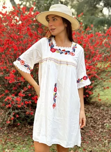 Vestido blanco largo boho hippie chic de crochet