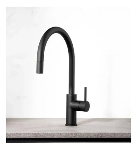Canilla Grifería Monocomando Cocina Mesada Pico Cisne Negra Color Negro
